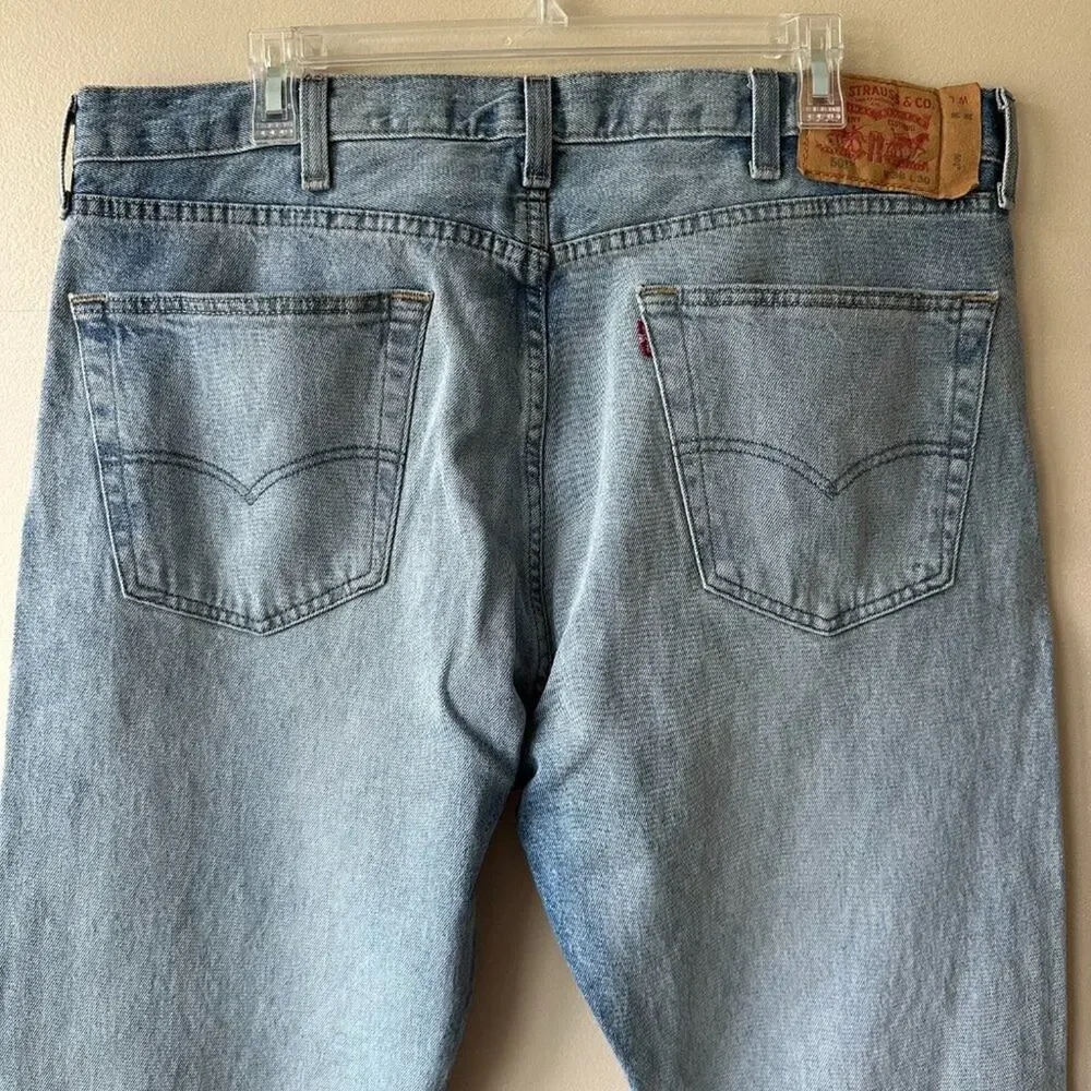 Levi's 501 Jeans Straight Leg Button Fly Light Wash Men's Size 38x30